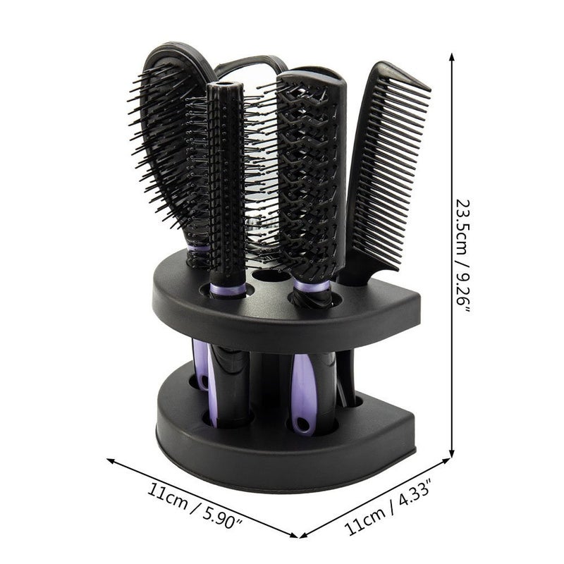 Healthcom 5 Pcs Hair Combs Set Professional Salon Hair Cutting Brushes Sets Salon Hairdressing Styling Tool Mirror And Holder Stand Set Dressing Comb Kits for Women and Men,Purple - Image 2